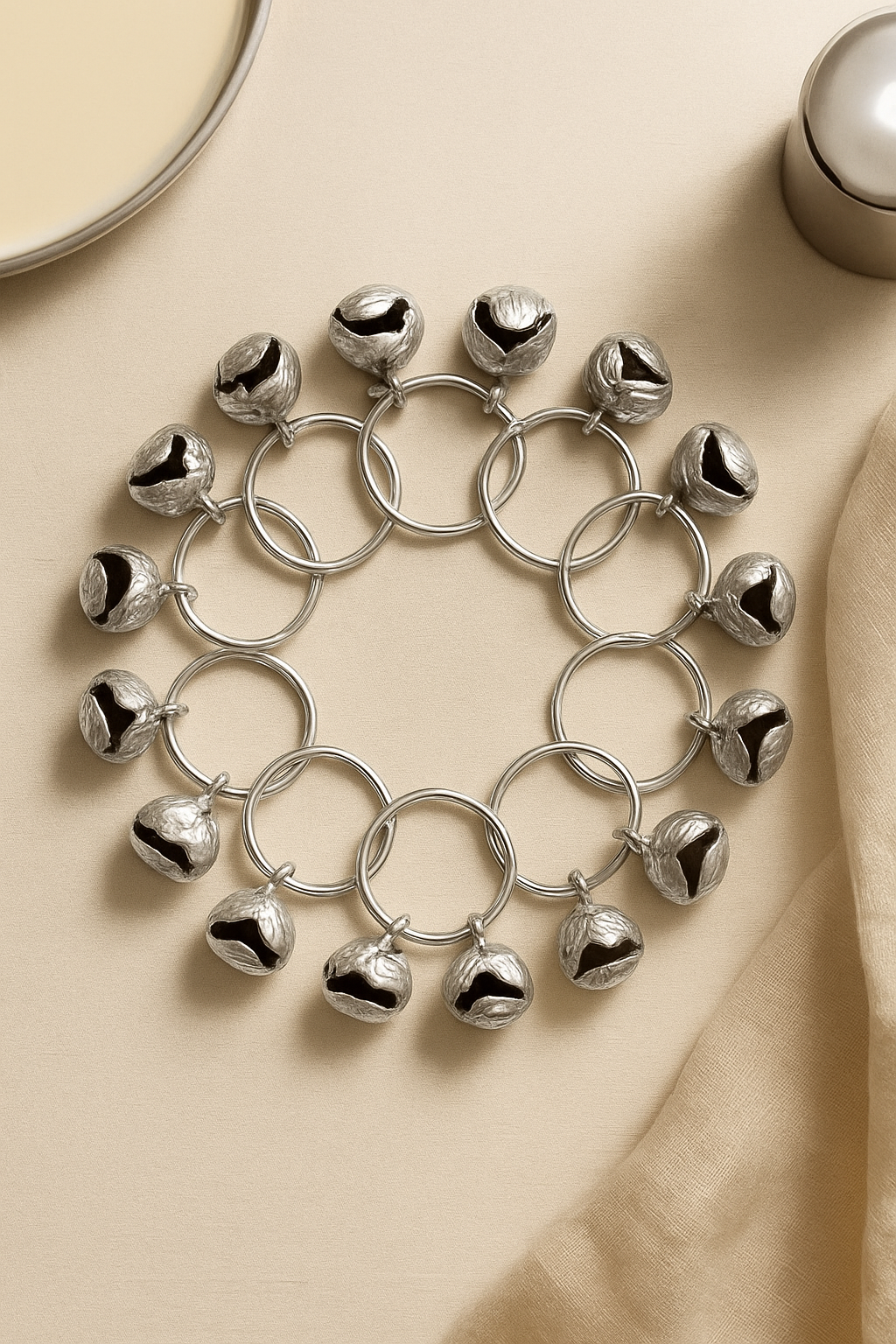 Ghungroo Napkin Rings(Set Of 6) - Silver