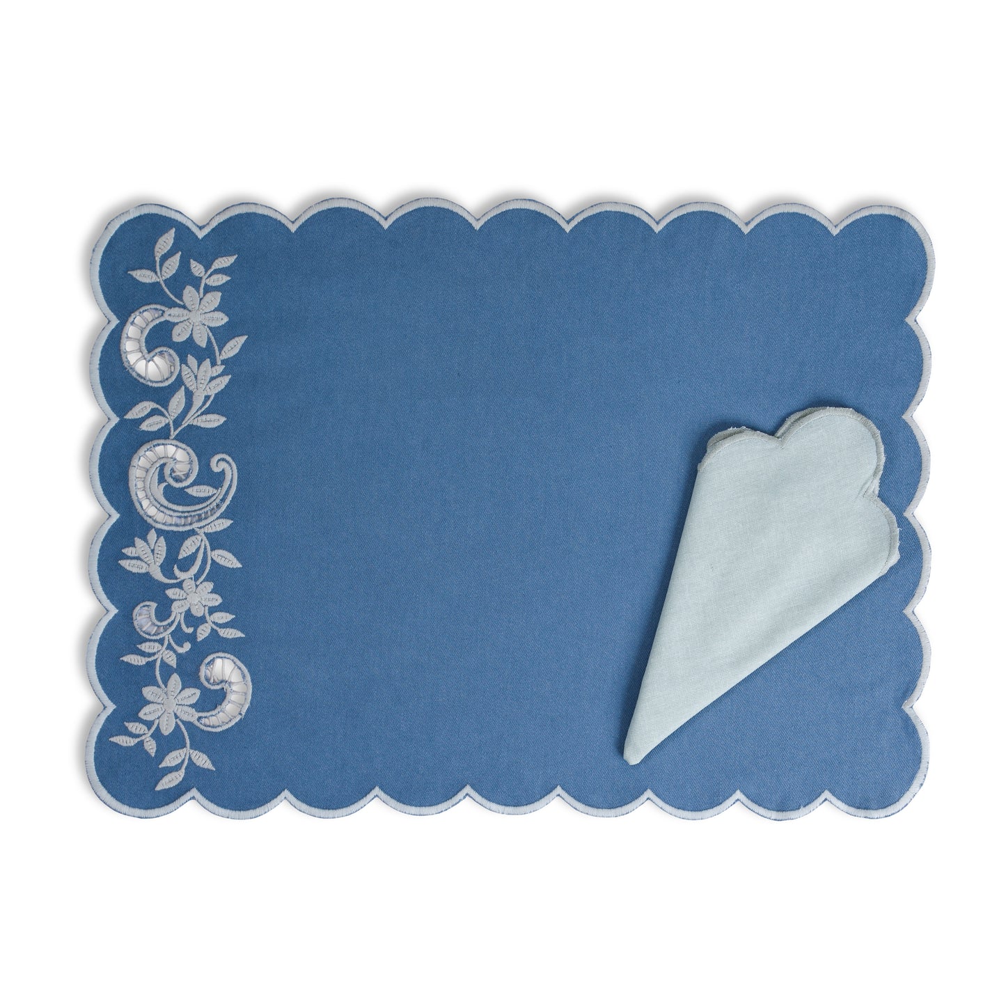 Embroidered Napkin - Light Blue