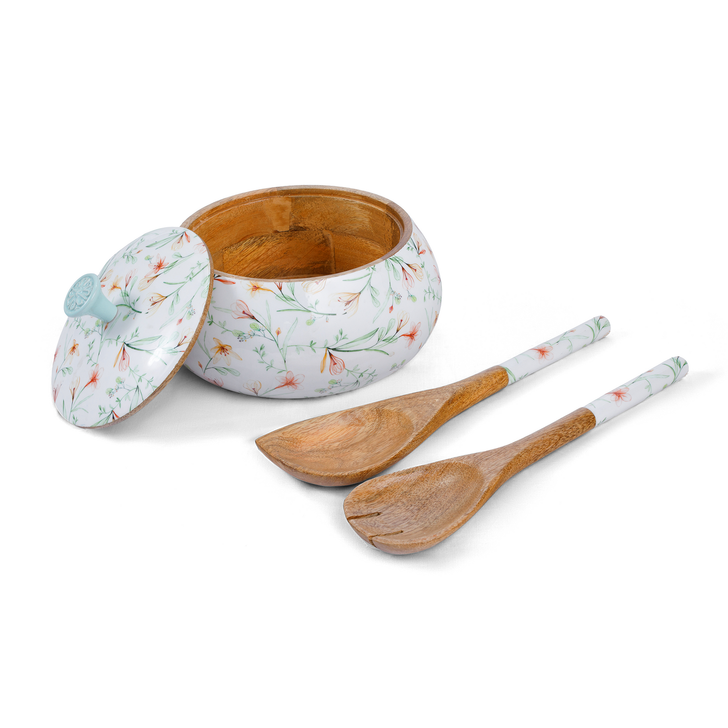 Bowl With Lid And Spoon Set - White