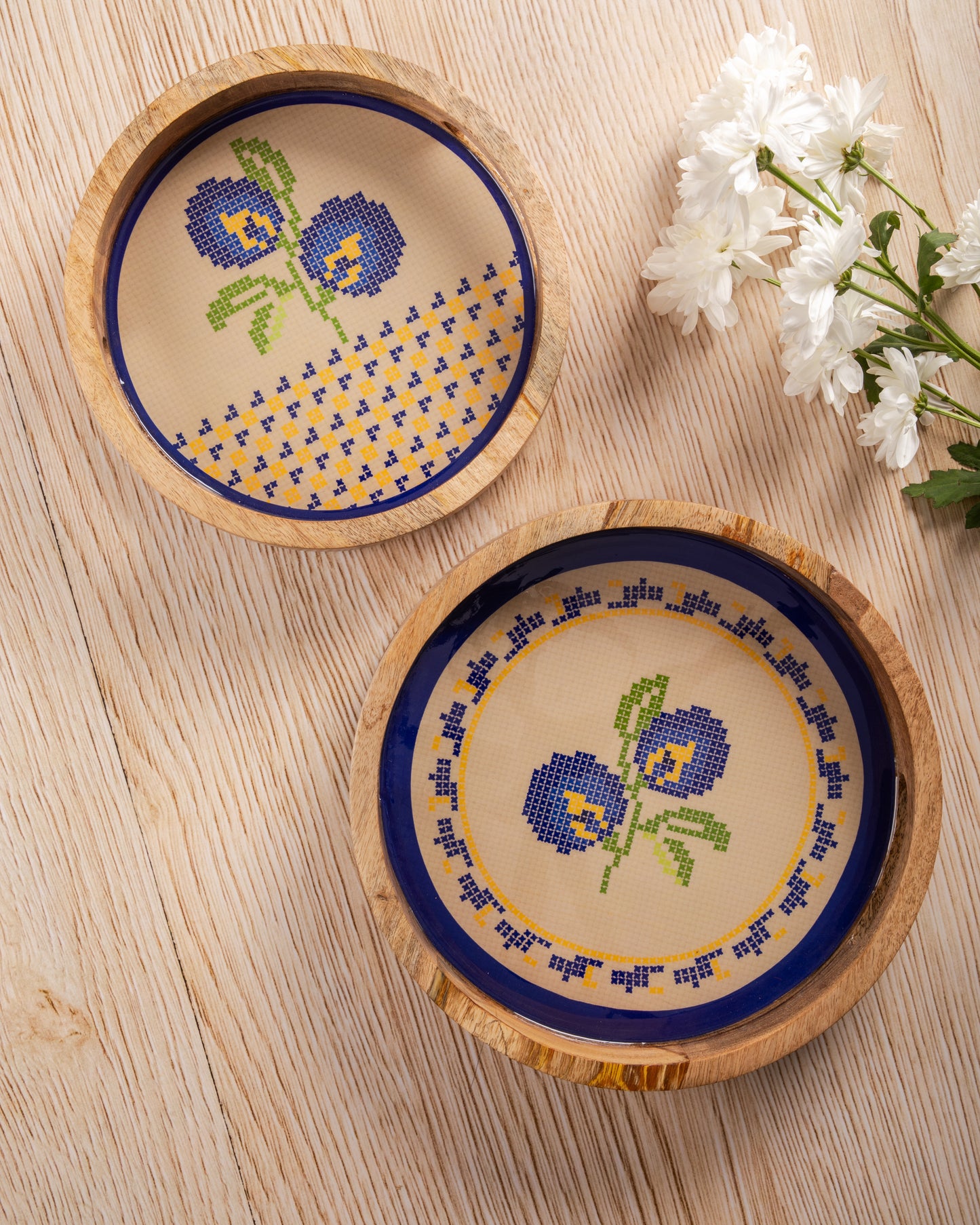 Set of 2 trays - Aparajita - Beige