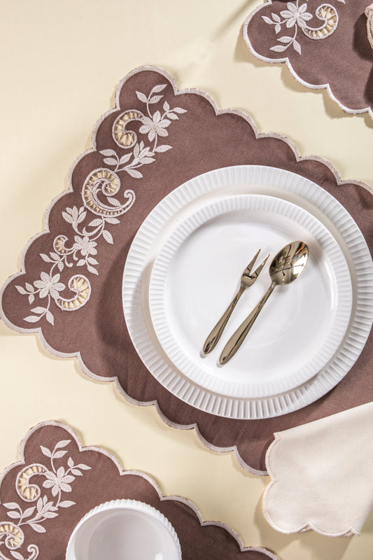 Embroidered Napkin - Beige