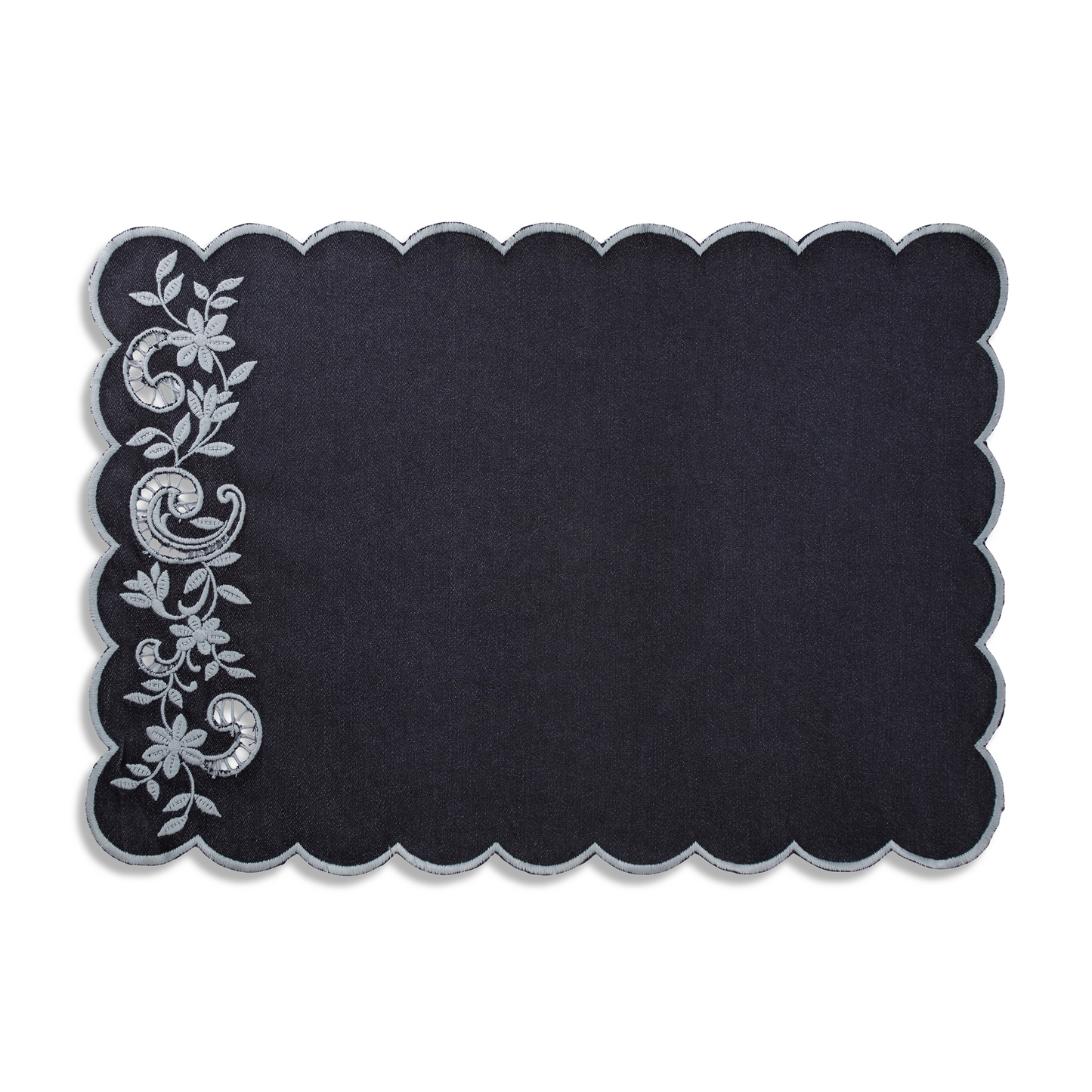 Shciffli Embroidered Mat - Charcoal