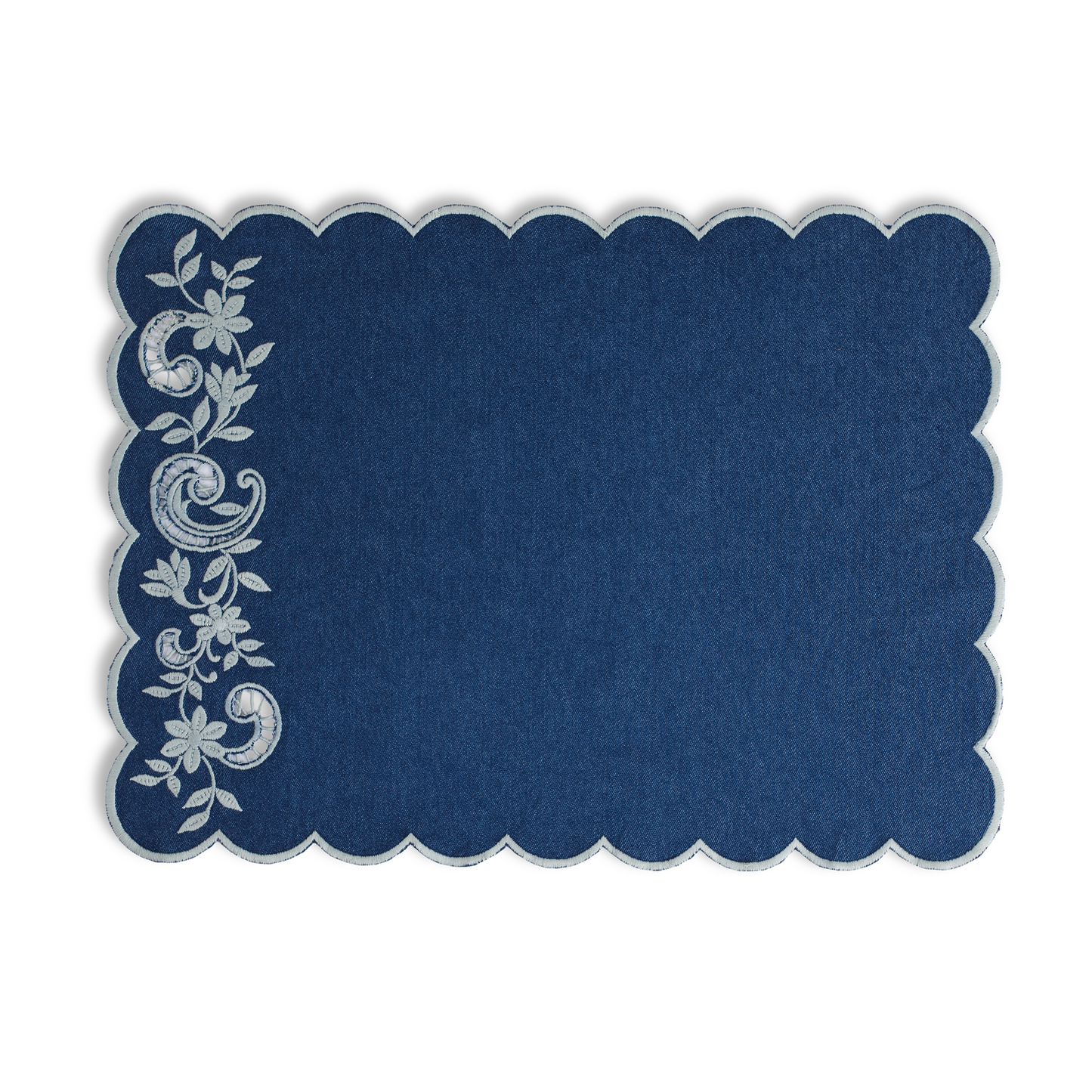 Shciffli Embroidered Mat - Dark Blue