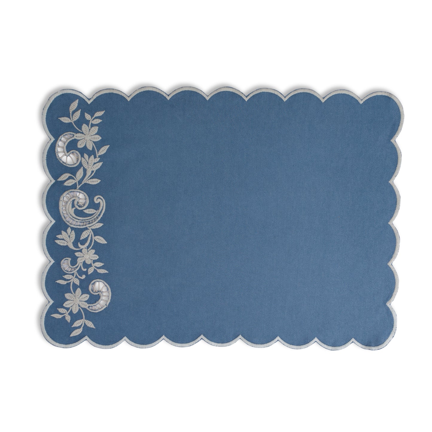 Shciffli Embroidered Mat - Light Blue