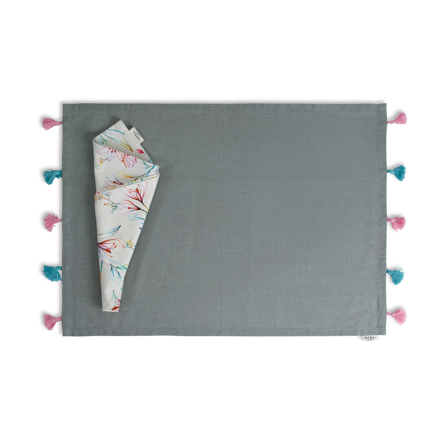Table Mat With Tassels - Grey