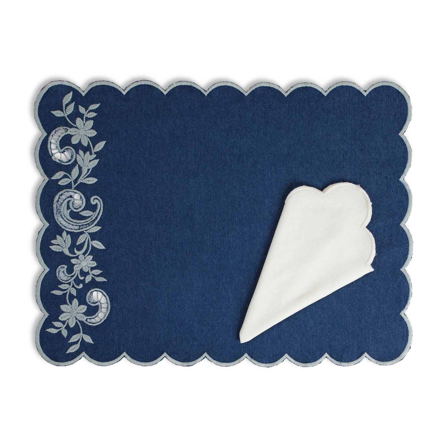 Embroidered Napkin - Dark Blue