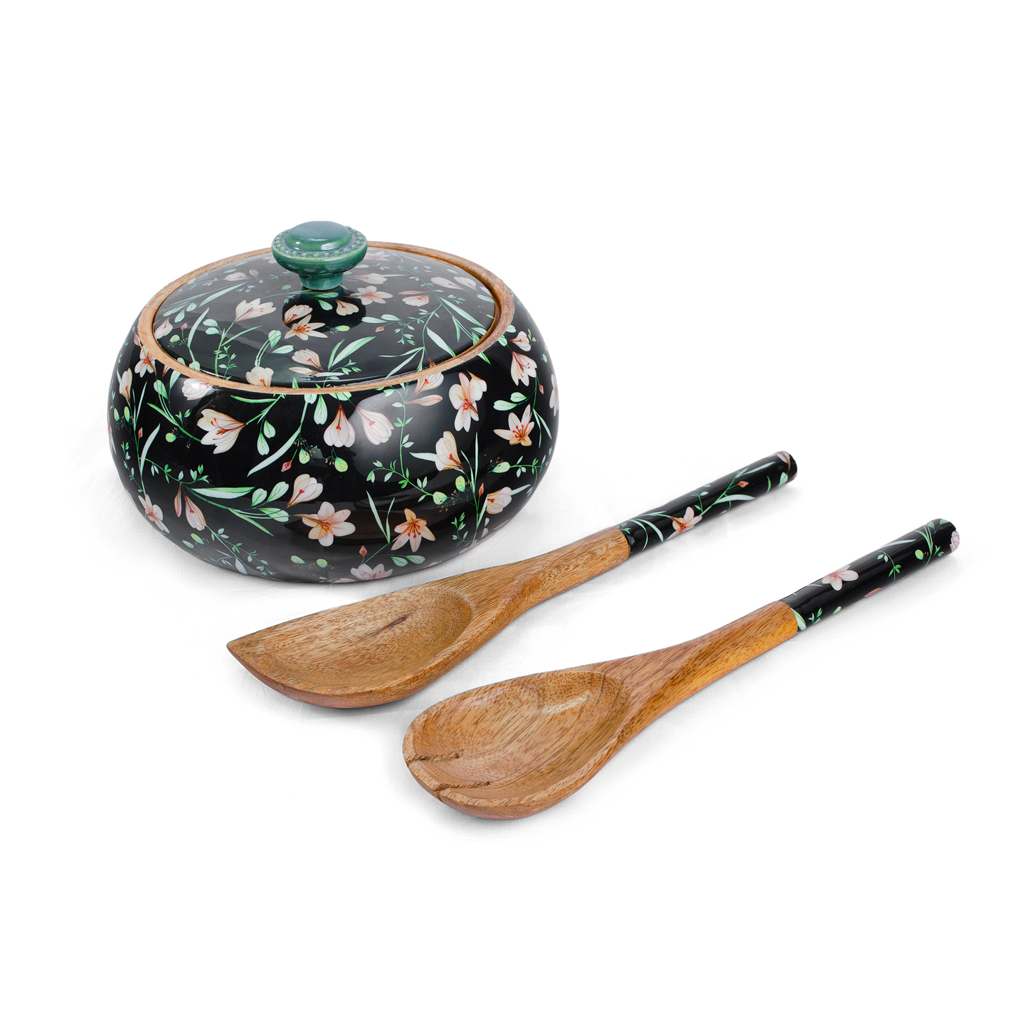 Bowl With Lid and Spoon Set - Black