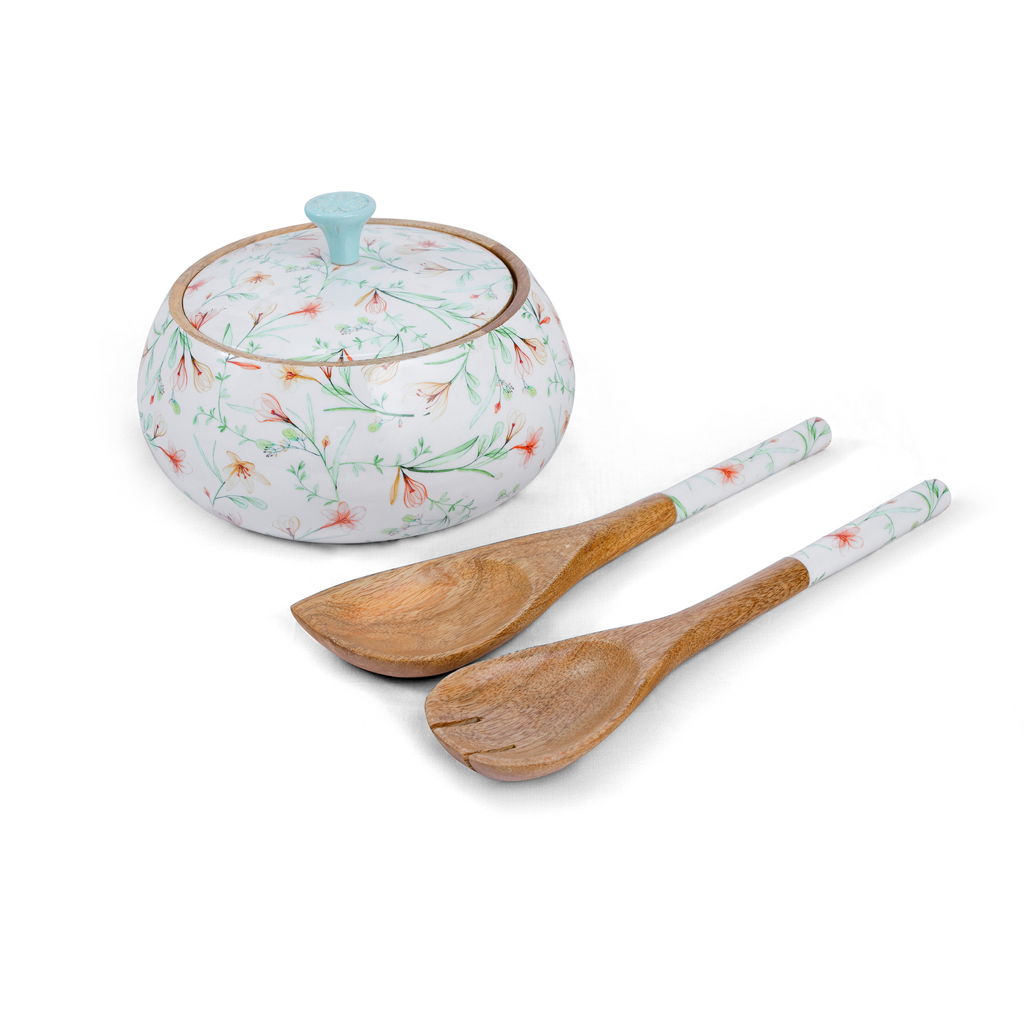 Bowl With Lid And Spoon Set - White