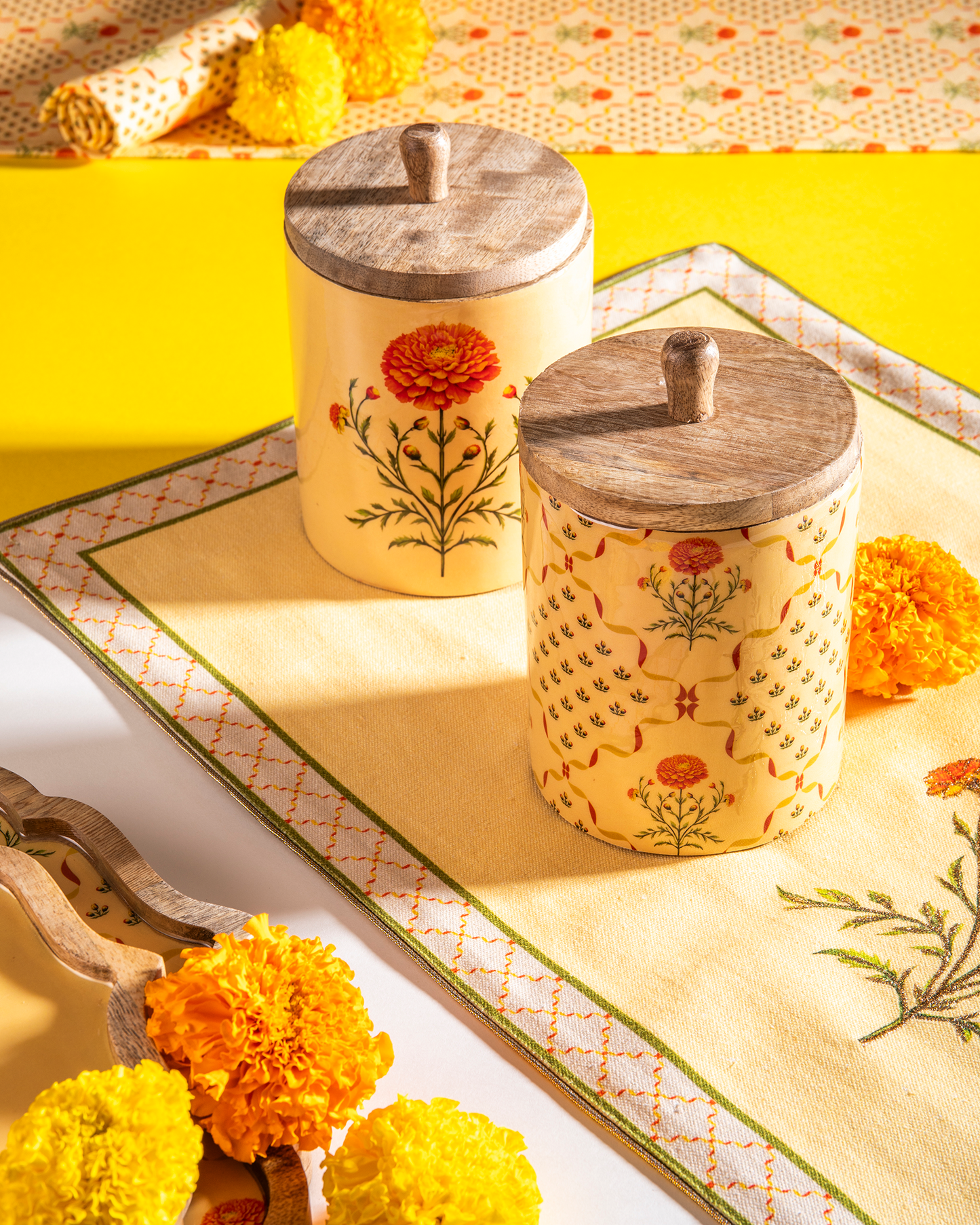 Marigold Set Of 2 Air Tight Jars - Yellow