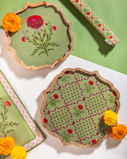 Marigold Set Of 2 Platters - Green