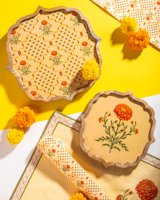 Marigold Set Of 2 Platters - Yellow