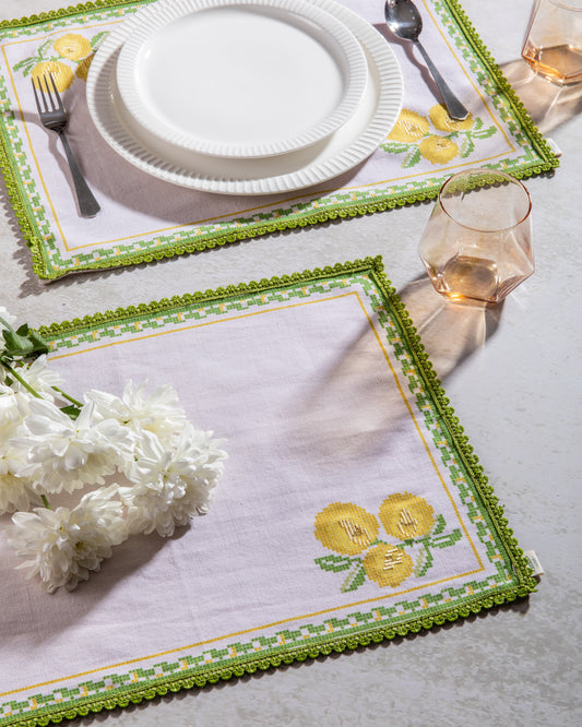 Table Mats - Aparajita - Off white